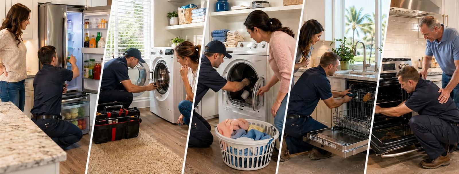 Same-day appliance repair in Tampa FL for kitchen and laundry appliances including refrigerators washers dryers dishwashers ovens and more
