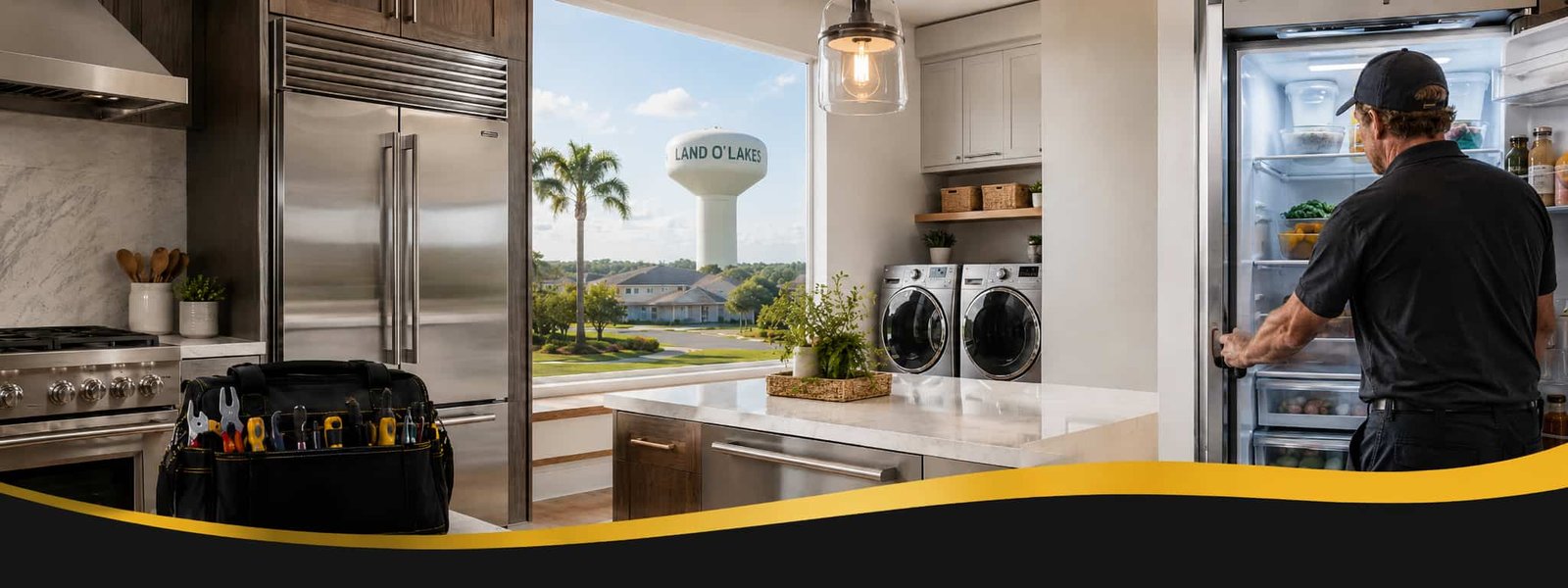 Same-day appliance repair in Land O' Lakes FL for refrigerators washers dryers dishwashers ovens cooktops microwaves and other major household appliances