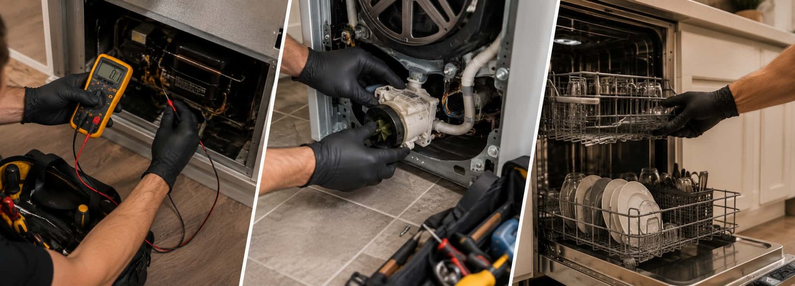 Infographic comparing appliance age, repair cost, part availability, condition, replacement price, and installation cost for Pasco County homeowners